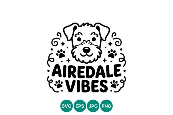 Airedale Vibes Dog Face Vector Art