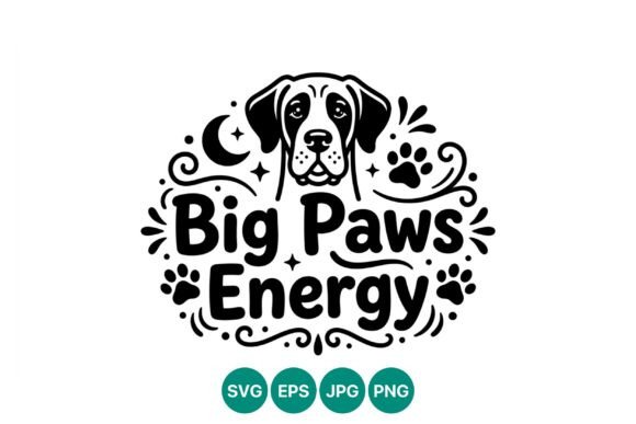 Big Paws Energy Dog Face Vector