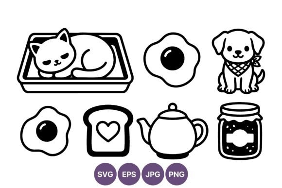 Black and White Cat Dog Food Vector