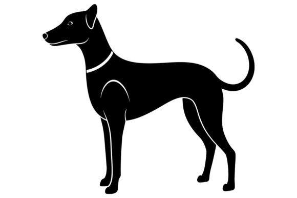 Black Silhouette of a Slender Dog Stand