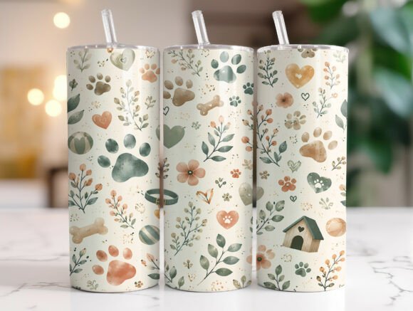 Boho Dog Paw Prints 20oz Tumbler Wraps