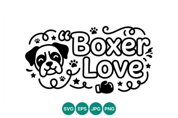 Boxer Dog Love Vector Art