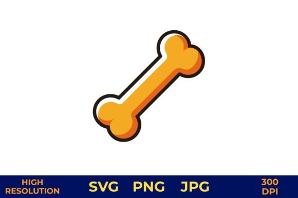 Bright Orange Dog Bone Vector Clipart