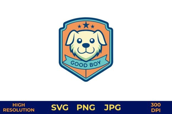 Cartoon Dog Face in Shield Badge Vector