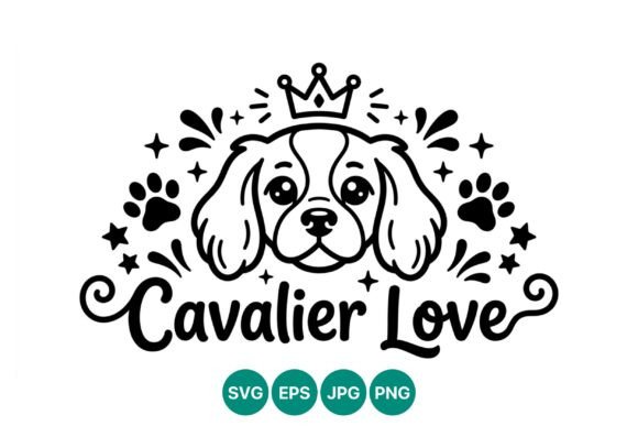 Cavalier Dog Crown Line Art