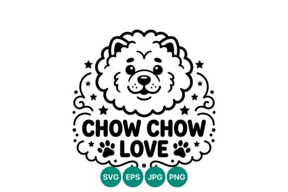 Chow Chow Dog Face Paw Love Vector Art