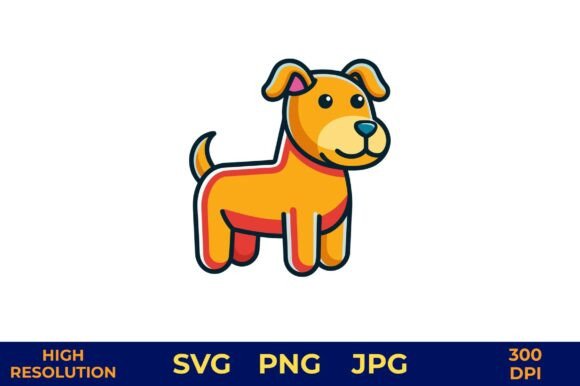 Cute Cartoon Dog Vector Design Smiling