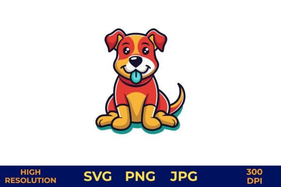 Cute Cartoon Dog Vector Illustration