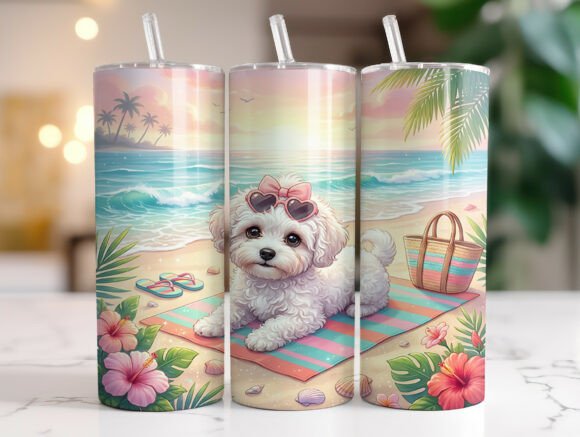 Cute Dog Beach Summer 20oz Tumbler Wrap