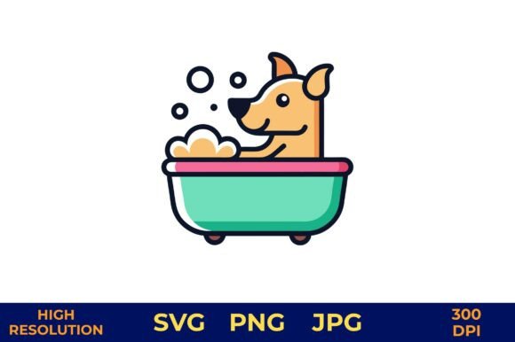Cute Dog Enjoying Bath with Bubbles