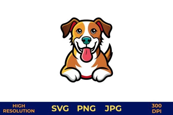 Cute Dog Illustration with Happy
