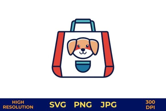 Cute Dog Vector on Pet Travel Bag