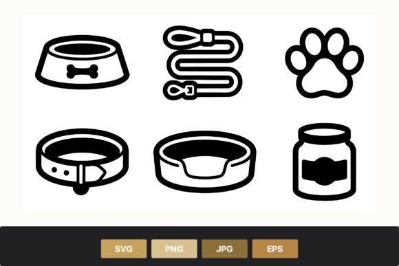 Dog Accessories Vector Line Art