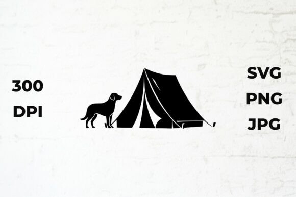 Dog and Tent Silhouette Vector