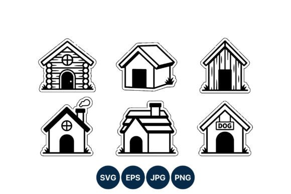 Dog House Cabin Icon Set