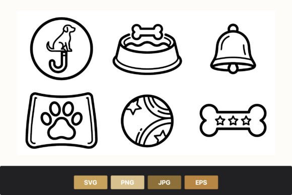 Dog Icons Bone Paw Bell Toy Set