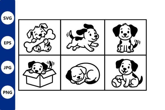 Dog Icons Grid Vector Set