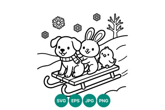 Dog Rabbit Chick Sled Winter Fun