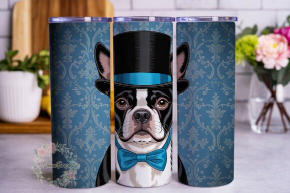 Gentleman Dog Blue Damask 20oz Tumbler W