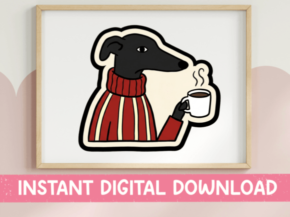 Greyhound Coffee Lover Red Sweater SVG