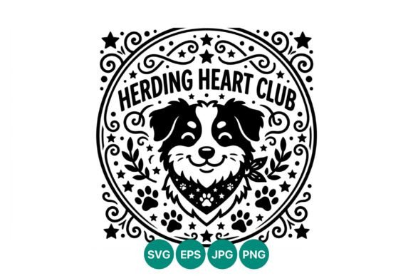 Herding Heart Club Smiling Dog Vector