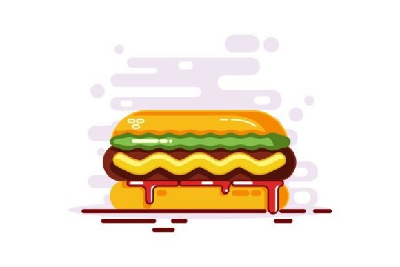 Hot Dog Flat Design Vector Illustration