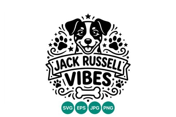Jack Russell Dog Vibes Black White