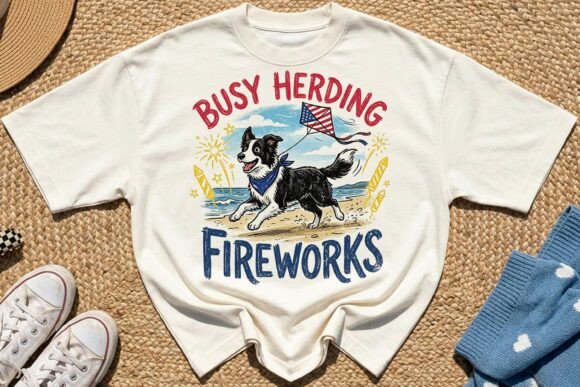 Patriotic Summer Border Collie Dog PNG