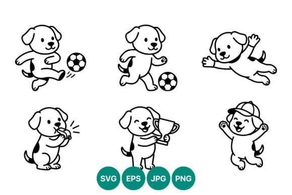 Playful Puppy Soccer Dog Vector Art