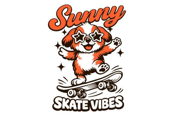 Sunny Skate Vibes Cute Dog
